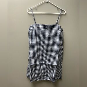 The Drop Women’s Seville Linen Mini Shift Dress – Skipper Blue Gingham